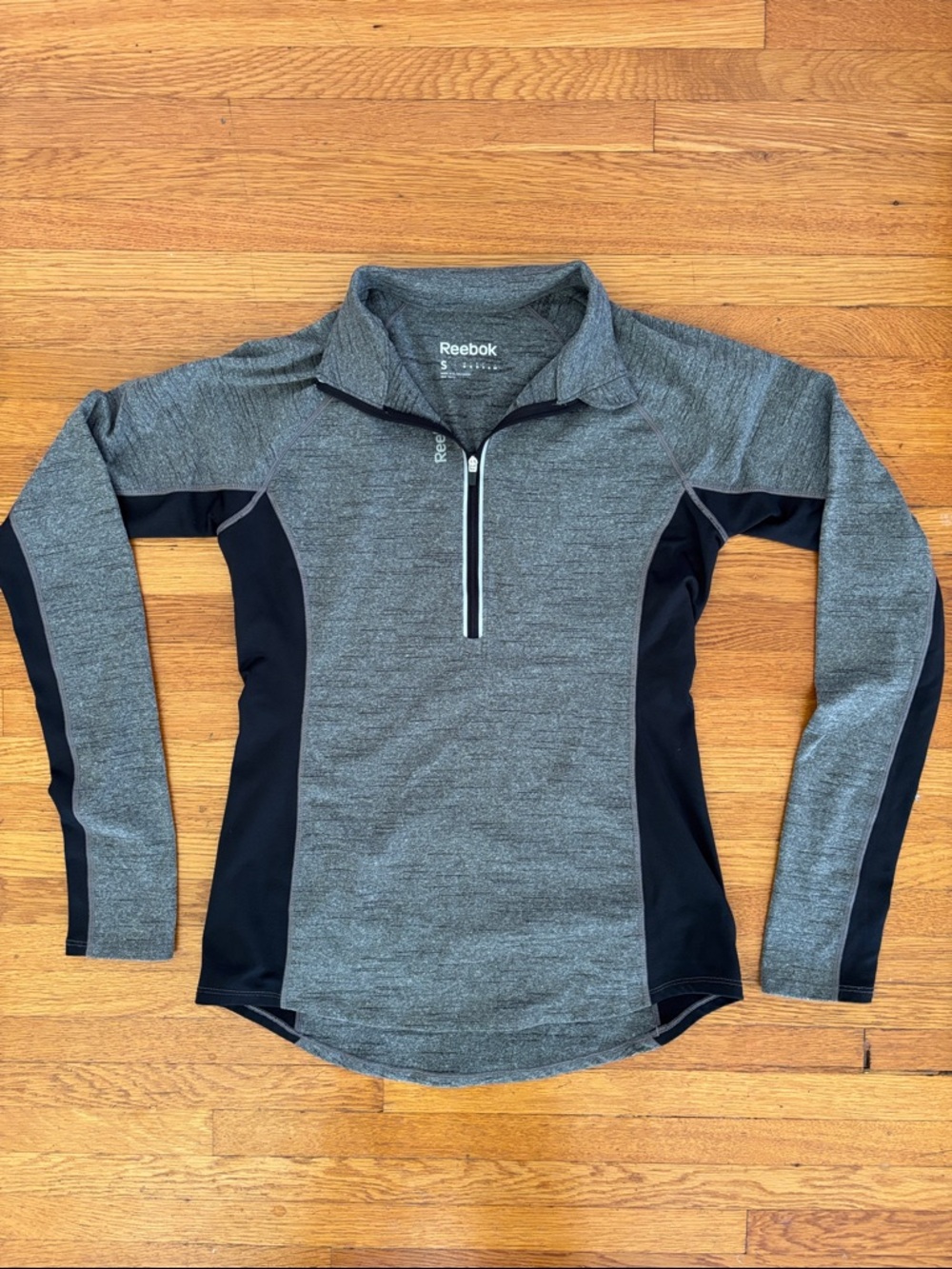 Reebok Heather Gray & Black Half-Zip Athletic Top